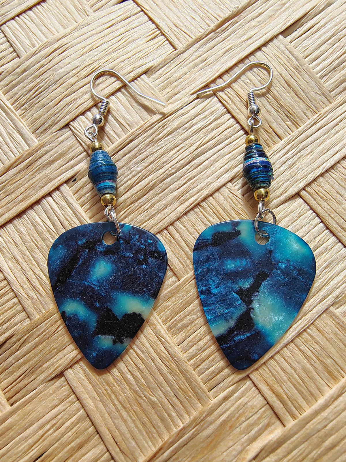 Midnight Blue Guitar Pick Earrings