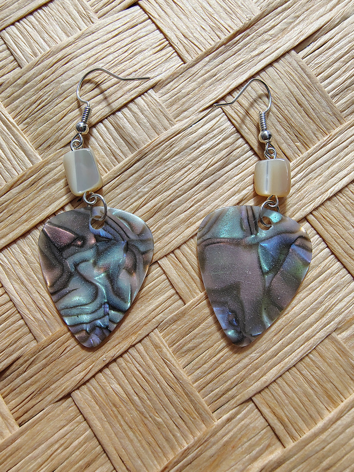 Iridescent Shell Guitar Pick Earrings
