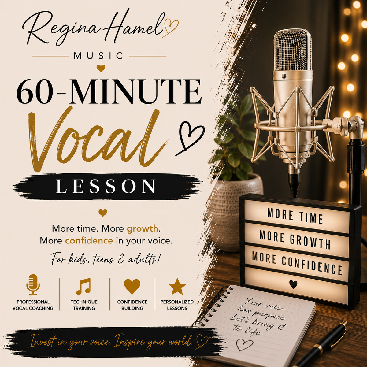 60-Minute Vocal Lessons-In Person
